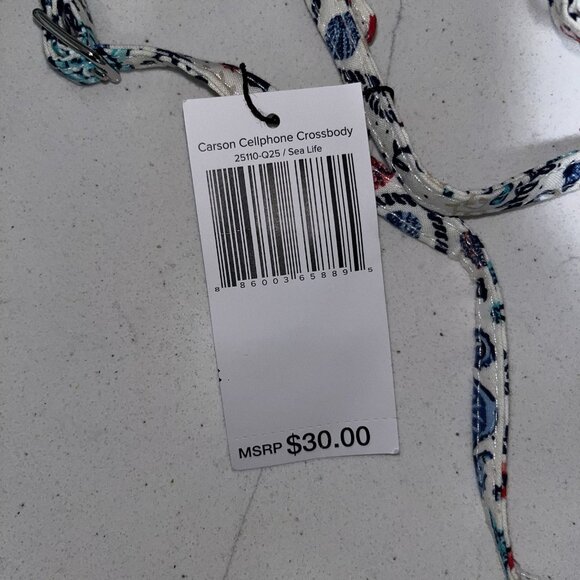 NWT Vera Bradley Carson Cellphone Crossbody In Sea Life - Picture 4 of 6